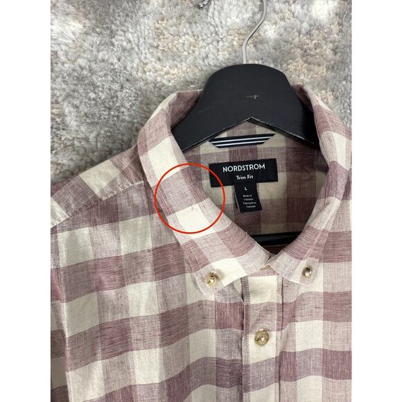 Nordstrom Size S Trim Fit Checker Casual Button Shirt Long Sleeve Collared - Picture 2 of 8